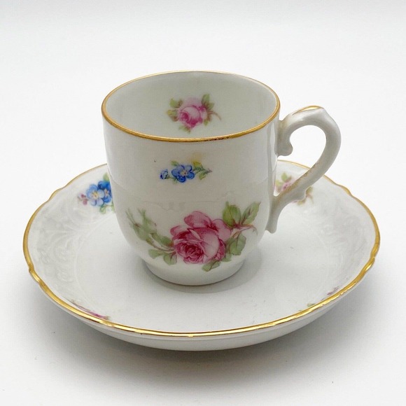 Schumann Other - Schumann Arzberg Germany Demitasse Small Child Cup Saucer Set Rose Forget Me Not